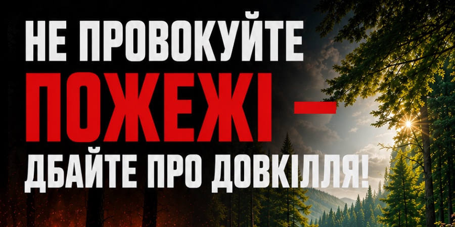 НЕ ПРОВОКУЙТЕ ПОЖЕЖІ — ДБАЙТЕ ПРО ДОВКІЛЛЯ!